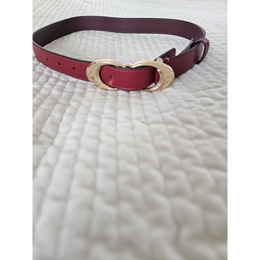 NEW Coach Women's Gold Buckle Red Leather Belt - Size XS